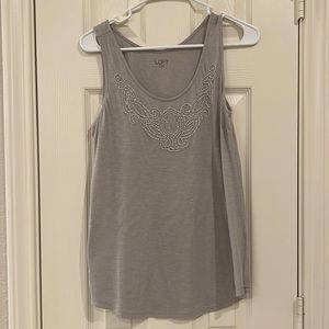 LOFT Grey Beaded Tank